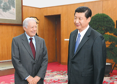 2012年12月13日，中共中央總書記習近平在中南海會見美國前總統卡特。