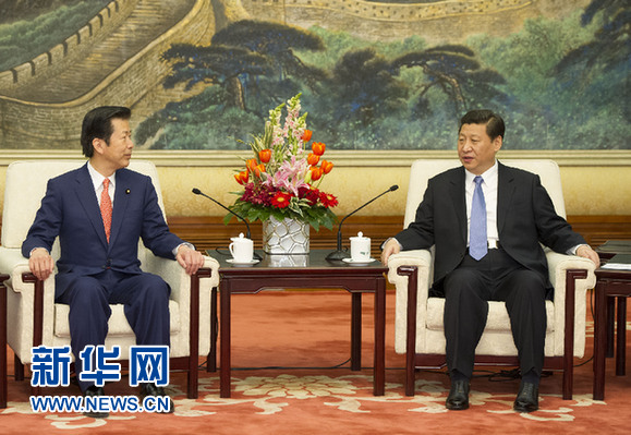 2013年1月25日，中共中央總書記習近平在北京人民大會堂會見日本公明黨黨首山口那津男。
