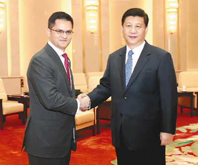 2012年12月27日，中共中央總書記習近平在北京人民大會堂會見第67屆聯合國大會主席耶雷米奇。