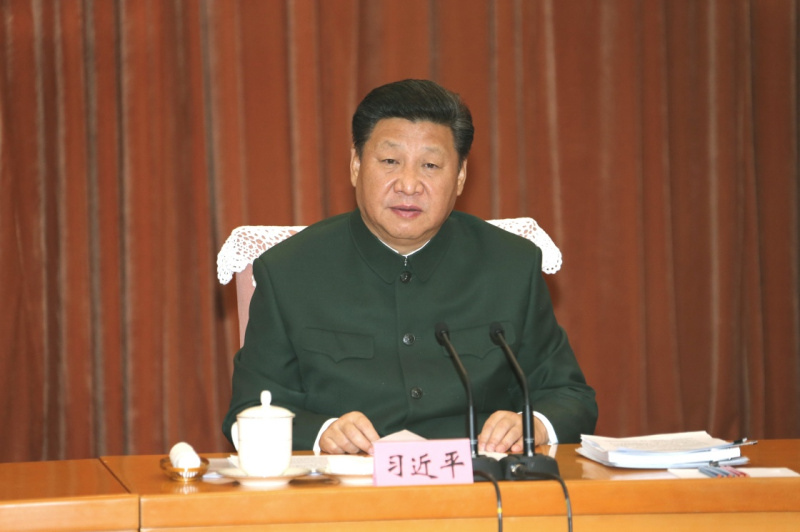 1月11日，中共中央總書記、國家主席、中央軍委主席習近平在北京接見調整組建后的軍委機關各部門負責同志，代表黨中央和中央軍委，對新的軍委機關成立表示熱烈祝賀。這是習近平發表重要講話。新華社記者 李剛 攝