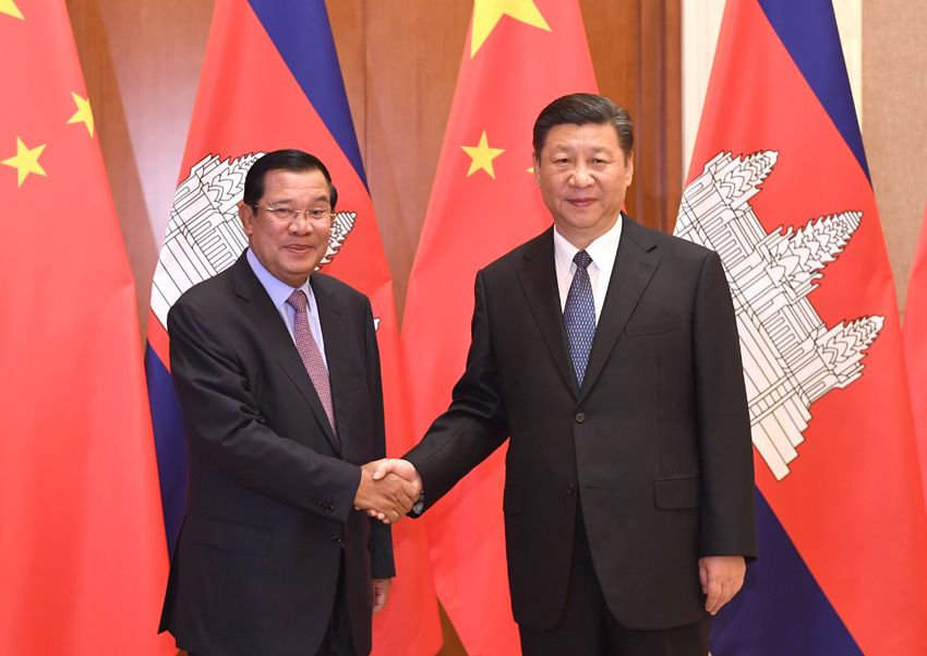 5月17日，國家主席習近平在北京釣魚臺國賓館會見柬埔寨首相洪森。新華社記者 饒愛民 攝