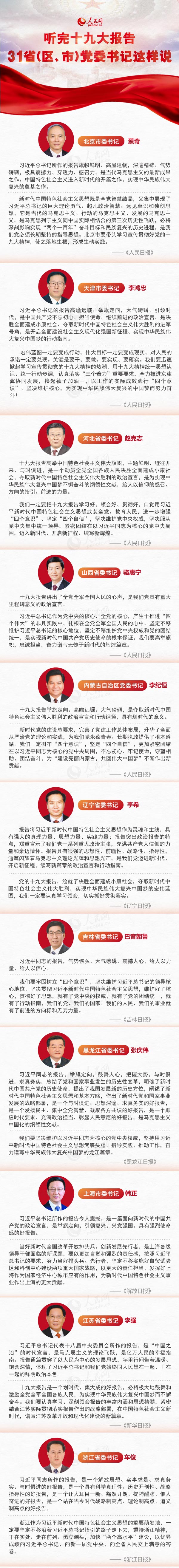 聽完十九大報告，31?。▍^、市）黨委書記這樣說