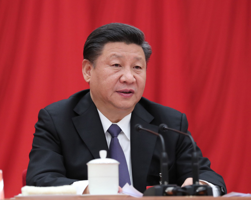 中國共產黨第十九屆中央委員會第三次全體會議，於2018年2月26日至28日在北京舉行。中央委員會總書記習近平作重要講話。新華社記者鞠鵬攝 